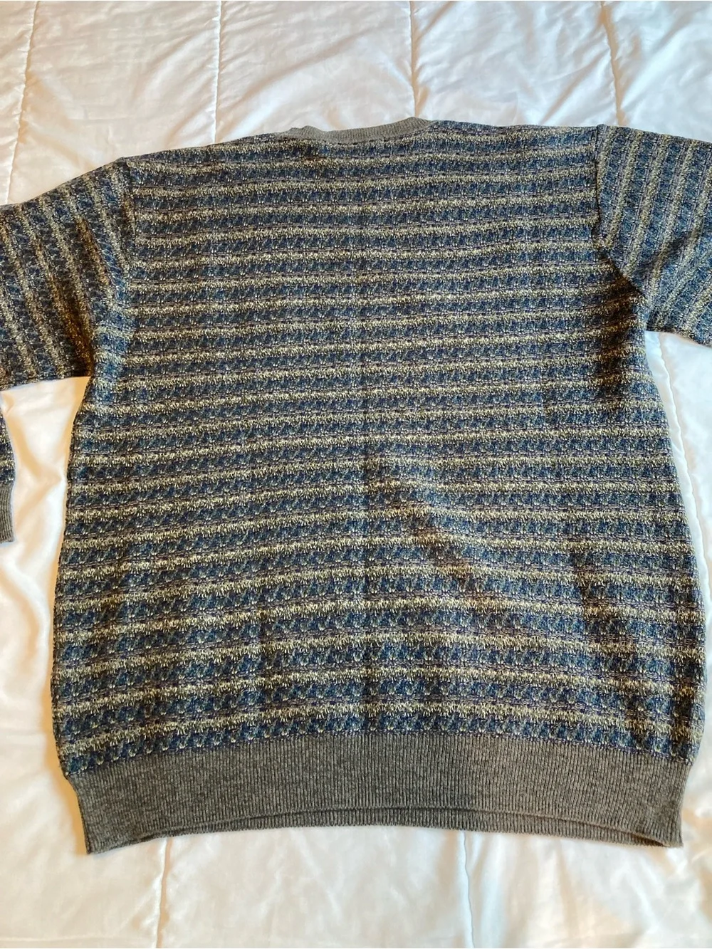 Brown & Blue Striped Crewneck Sweater - size Large
